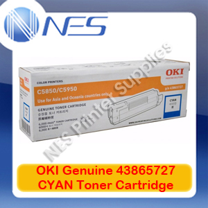 OKI Genuine 43865727 CYAN Toner Cartridge for C5850/C5950/MC560 (6K)